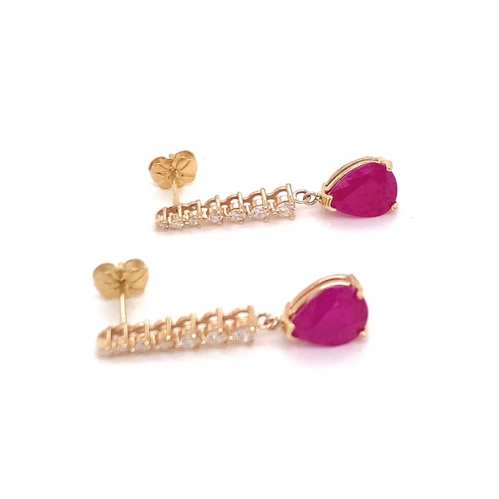 Natural Ruby Diamond Earrings 14k Gold 5.42 TCW Certified $4,950 018662 - Picture 12 of 13